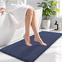 OLANLY Microfiber Bathroom Runner Rugs 47x17, Soft Absorbent Bath Mat, Navy