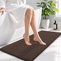 OLANLY Microfiber Bathroom Runner Rugs 47x17, Ultra Soft Bath Mat, Brown