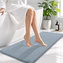 OLANLY Microfiber Bathroom Runner Rugs 47x17, Soft Bath Mat, Airy Blue