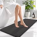 OLANLY Microfiber Bathroom Runner Rugs 47x17, Soft Bath Mat, Dark Grey