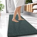 OLANLY Microfiber Bathroom Runner Rugs 47x20, Soft Bath Mat, Blackish Green