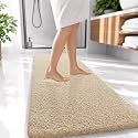 OLANLY Microfiber Bathroom Runner Rugs 47x20, Soft Absorbent Bath Mat, Sand
