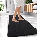 OLANLY Microfiber Bathroom Runner Rugs 47x20, Ultra Soft Bath Mat, Black