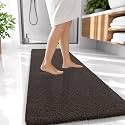 OLANLY Microfiber Bathroom Runner Rugs 47x20, Soft Bath Mat, Dark Brown