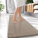 OLANLY Microfiber Bathroom Runner Rugs 47x20, Ultra Soft Bath Mat, Greige