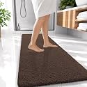OLANLY Microfiber Bathroom Runner Rugs 47x20, Ultra Soft Bath Mat, Brown