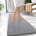 OLANLY Microfiber Bathroom Runner Rugs 47x20, Soft Absorbent Bath Mat, Grey
