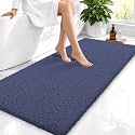 OLANLY Microfiber Bathroom Runner Rugs 47x24, Soft Absorbent Bath Mat, Navy
