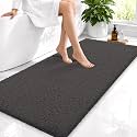 OLANLY Microfiber Bathroom Runner Rugs 47x24, Soft Bath Mat, Dark Grey