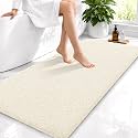 OLANLY Microfiber Bathroom Runner Rugs 47x24, Ultra Soft Bath Mat, White