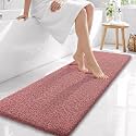 OLANLY Microfiber Bathroom Runner Rugs 59x20, Soft Bath Mat, Deep Rose
