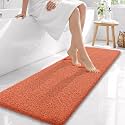 OLANLY Microfiber Bathroom Runner Rugs 59x20, Ultra Soft Bath Mat, Coral