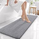 OLANLY Microfiber Bathroom Runner Rugs 59x20, Soft Absorbent Bath Mat, Grey