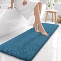 OLANLY Microfiber Bathroom Runner Rugs 59x20, Soft Bath Mat, Peacock Blue