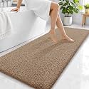 OLANLY Microfiber Bathroom Runner Rugs 59x24, Soft Bath Mat, Dark Beige