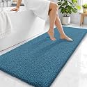 OLANLY Microfiber Bathroom Runner Rugs 59x24, Soft Bath Mat, Peacock Blue