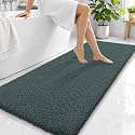 OLANLY Microfiber Bathroom Runner Rugs 59x24, Soft Bath Mat, Blackish Green
