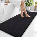 OLANLY Microfiber Bathroom Runner Rugs 59x24, Ultra Soft Bath Mat, Black