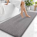 OLANLY Microfiber Bathroom Runner Rugs 59x24, Soft Bath Mat, Light Grey