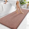 OLANLY Microfiber Bathroom Runner Rugs 59x24, Ultra Soft Bath Mat, Mocha