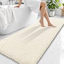 OLANLY Microfiber Bathroom Runner Rugs 70x24, Ultra Soft Bath Mat, White