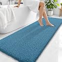 OLANLY Microfiber Bathroom Runner Rugs 70x24, Soft Bath Mat, Peacock Blue