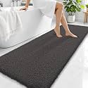 OLANLY Microfiber Bathroom Runner Rugs 70x24, Soft Bath Mat, Dark Grey