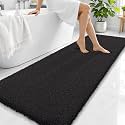 OLANLY Microfiber Bathroom Runner Rugs 70x24, Ultra Soft Bath Mat, Black