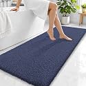OLANLY Microfiber Bathroom Runner Rugs 70x24, Soft Absorbent Bath Mat, Navy
