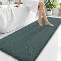 OLANLY Microfiber Bathroom Runner Rugs 70x24, Soft Bath Mat, Blackish Green