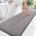 OLANLY Microfiber Bathroom Runner Rugs 70x24, Soft Bath Mat, Light Grey