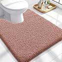 OLANLY Microfiber Bathroom Toilet Rugs U-Shaped 24x20, Soft Bath Mat, Mocha