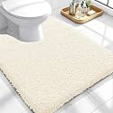 OLANLY Microfiber Bathroom Toilet Rugs U-Shaped 24x20, Soft Bath Mat, White