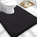 OLANLY Microfiber Bathroom Toilet Rugs U-Shaped 24x20, Soft Bath Mat, Black
