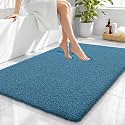 OLANLY Microfiber Large Bathroom Rugs 40x32, Soft Bath Mat, Peacock Blue