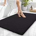OLANLY Microfiber Large Bathroom Rugs 40x32, Soft Absorbent Bath Mat, Black
