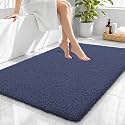 OLANLY Microfiber Large Bathroom Rugs 40x32, Soft Absorbent Bath Mat, Navy