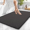 OLANLY Microfiber Large Bathroom Rugs 40x32, Soft Bath Mat, Dark Grey