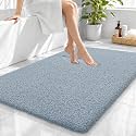 OLANLY Microfiber Large Bathroom Rugs 40x32, Soft Bath Mat, Airy Blue