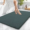 OLANLY Microfiber Large Bathroom Rugs 40x32, Soft Bath Mat, Blackish Green