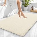 OLANLY Microfiber Large Bathroom Rugs 40x32, Soft Absorbent Bath Mat, White