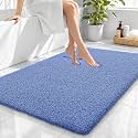 OLANLY Microfiber Large Bathroom Rugs 40x32, Soft Bath Mat, Cornflower Blue