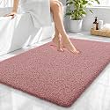 OLANLY Microfiber Large Bathroom Rugs 40x32, Ultra Soft Bath Mat, Deep Rose
