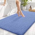 OLANLY Microfiber Large Bathroom Rugs 44x32, Soft Bath Mat, Cornflower Blue