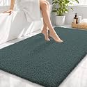 OLANLY Microfiber Large Bathroom Rugs 44x32, Soft Bath Mat, Blackish Green
