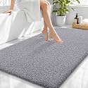 OLANLY Microfiber Large Bathroom Rugs 44x32, Soft Absorbent Bath Mat, Grey
