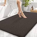 OLANLY Microfiber Large Bathroom Rugs 44x32, Soft Bath Mat, Dark Brown