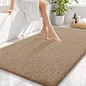 OLANLY Microfiber Large Bathroom Rugs 44x32, Soft Bath Mat, Dark Beige