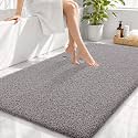 OLANLY Microfiber Large Bathroom Rugs 44x32, Soft Bath Mat, Light Grey