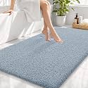 OLANLY Microfiber Large Bathroom Rugs 44x32, Soft Bath Mat, Airy Blue